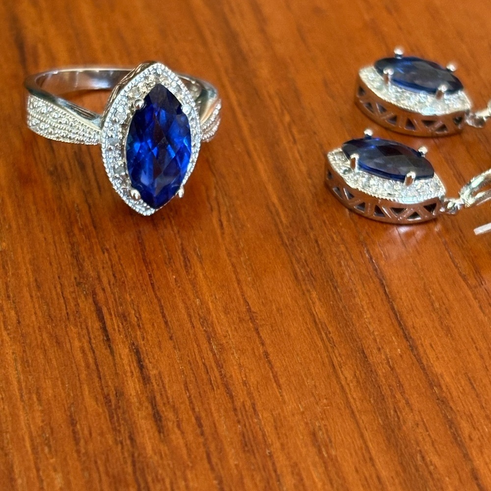 Macy's Silver And Blue Ring Set - image 2